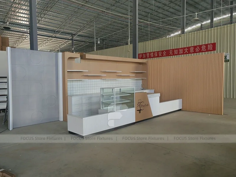 Beige White Beverage Shop Counter Construction