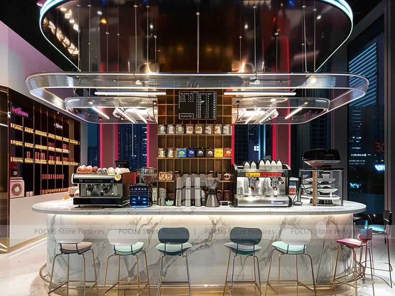 Black Glass Coffee Island Counter