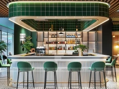 Black Glass Coffee Island Counter