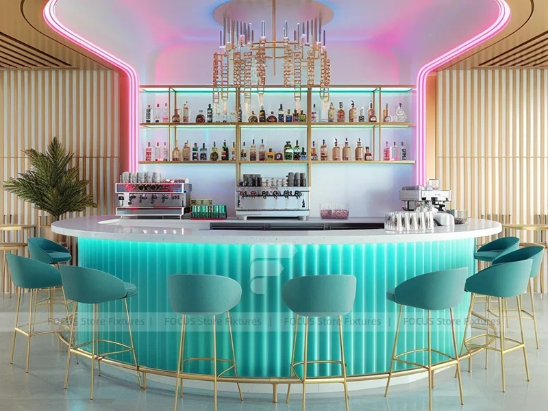 Black Gold Round Coffee Island Counter