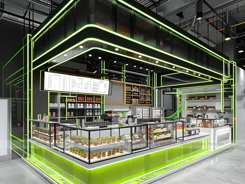 Black Industrial Coffee Kiosk Counter