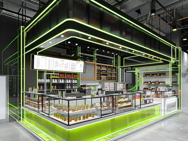 Black Industrial Coffee Kiosk Counter