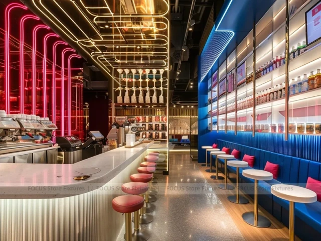Black Neon Coffee Island Bar Counter