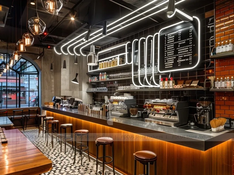 Black White Coffee Bar Seating Counter