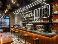 Black White Coffee Bar Seating Counter