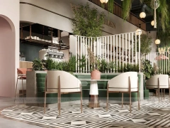 Black White Marble Beverage Cafe Seating Detail