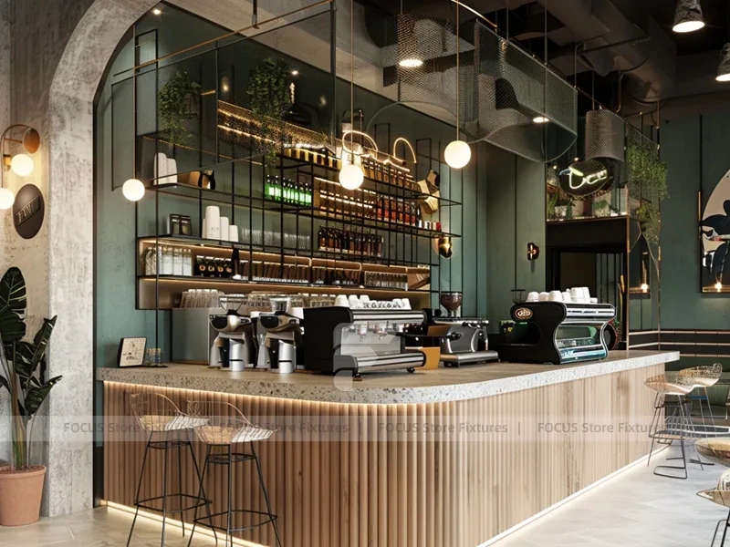 Black Wood Coffee Bar Seating Layout