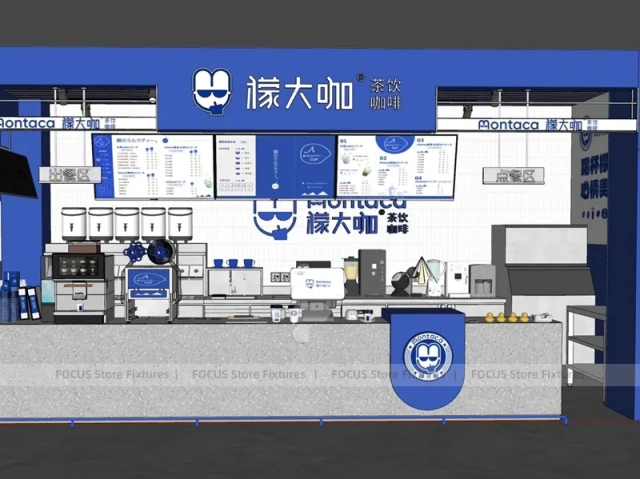 Blue Coffee Shop Counter Elevation