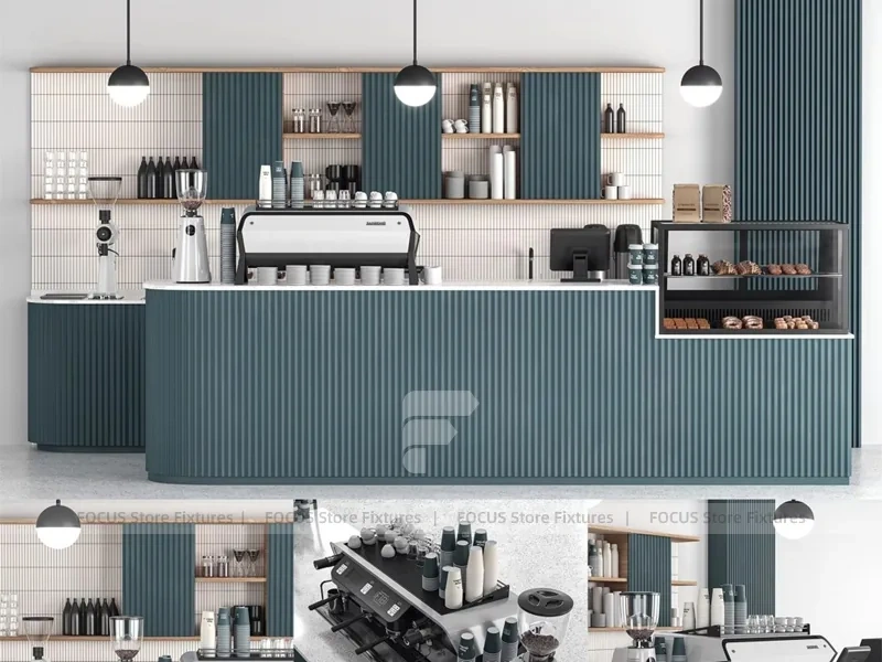 Blue Coffee Shop Counter Elevation