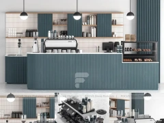 Blue Coffee Shop Counter Elevation