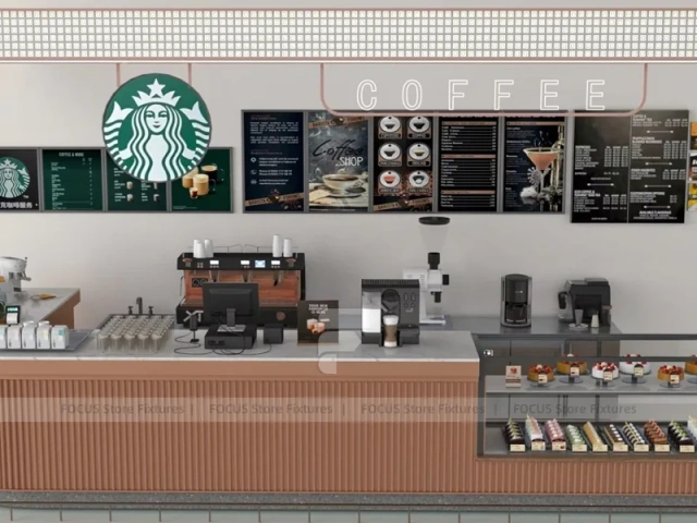 Blue Coffee Shop Counter Elevation