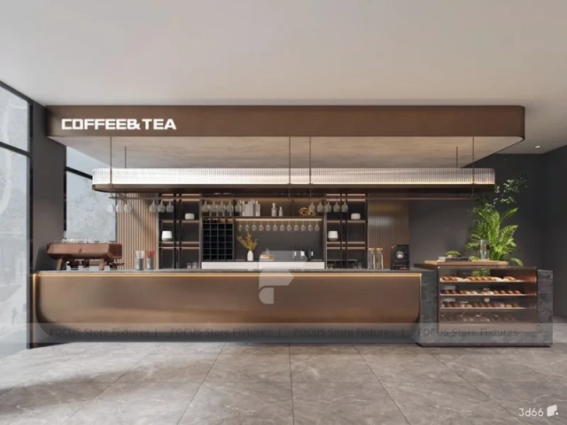 Blue Coffee Shop Counter Elevation