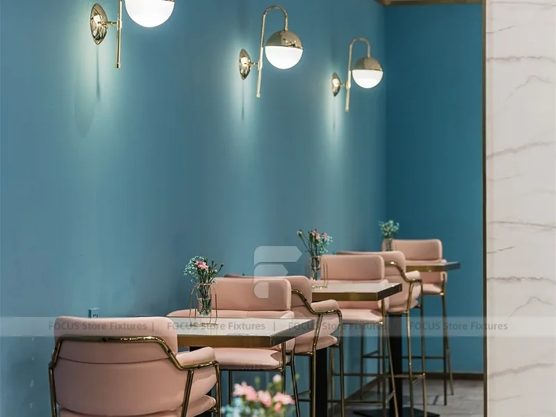 Blue Floral Milk Tea Shop Seating Layout