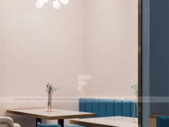 Blue Floral Milk Tea Shop Seating Layout