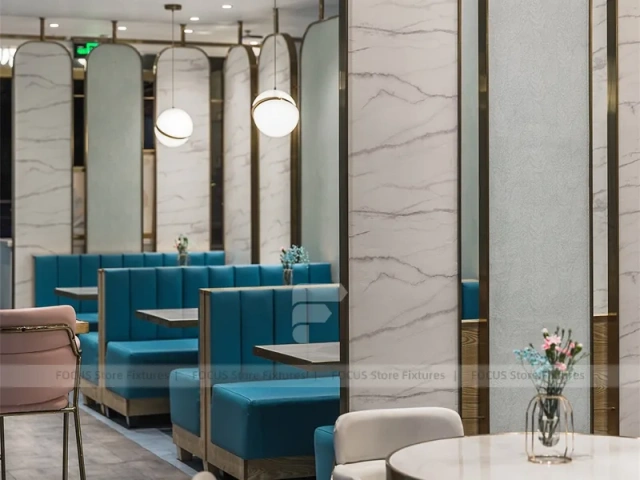 Blue Floral Milk Tea Shop Seating Layout