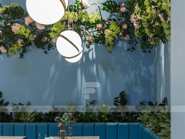 Blue Floral Milk Tea Shop Seating Layout