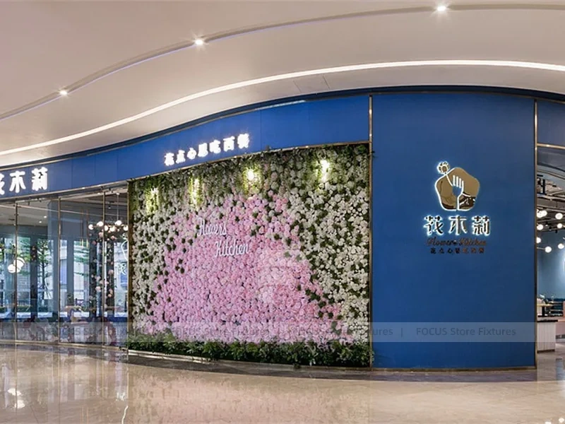 Blue Floral Milk Tea Shop Seating Layout
