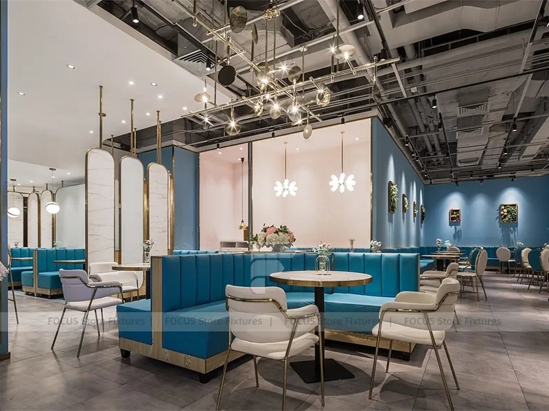 Blue Floral Milk Tea Shop Seating Layout