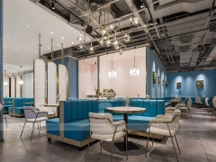 Blue Floral Milk Tea Shop Seating Layout