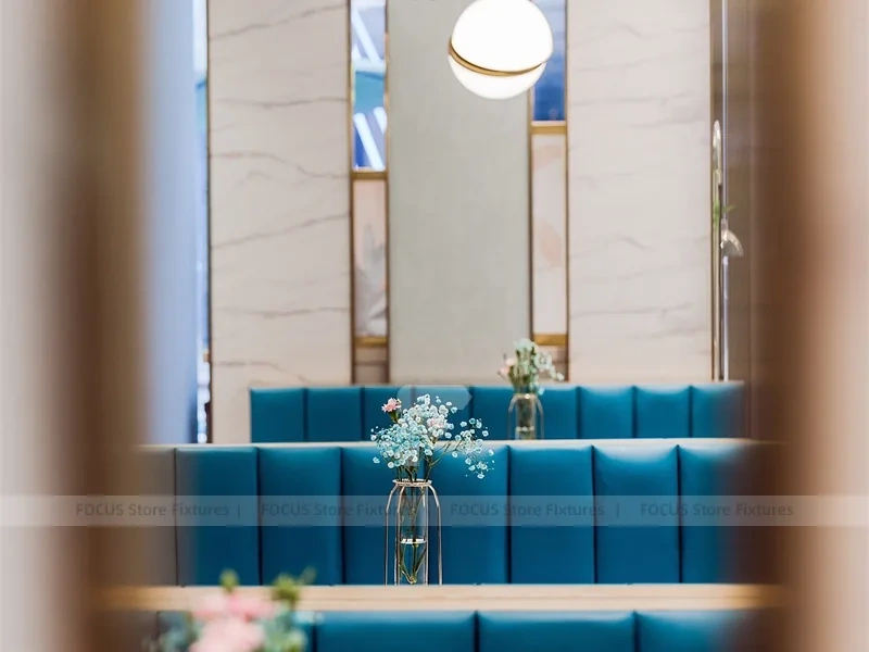 Blue Floral Milk Tea Shop Seating Layout