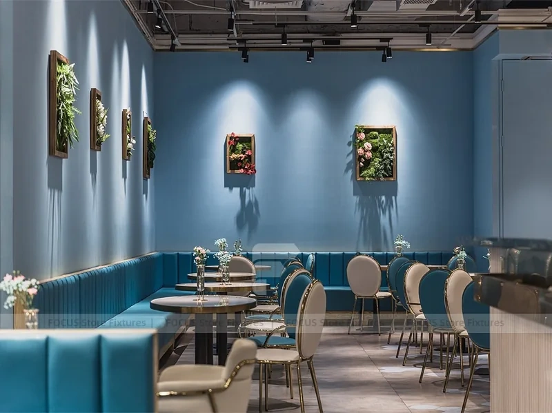 Blue Floral Milk Tea Shop Seating Layout