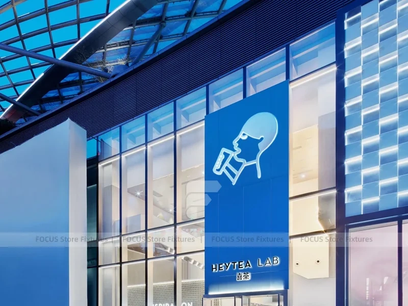 Blue Milk Tea Shop Exterior Facade