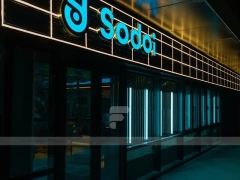 Blue Neon Beverage Shop Exterior Signage