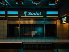 Blue Neon Beverage Shop Exterior Signage