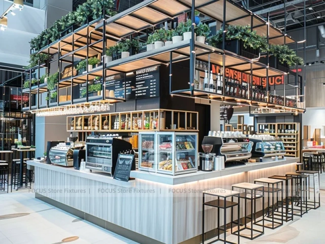 Blue Pink Beverage Bar Counter Layout
