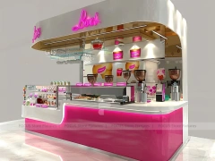 Blue Pink Beverage Bar Counter Layout