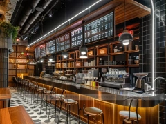 Blue Pink Beverage Bar Counter Layout