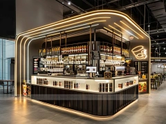 Blue Pink Beverage Bar Counter Layout