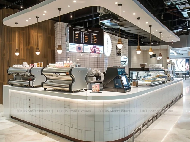 Blue Pink Beverage Bar Counter Layout