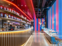 Blue Red Beverage Back Bar Layout
