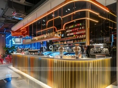Blue Red Beverage Back Bar Layout