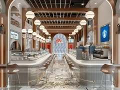 Blue Red Neon Beverage Bar Layout