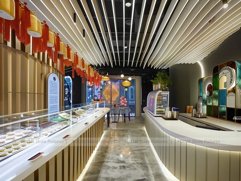 Blue Red Neon Coffee Bar Layout