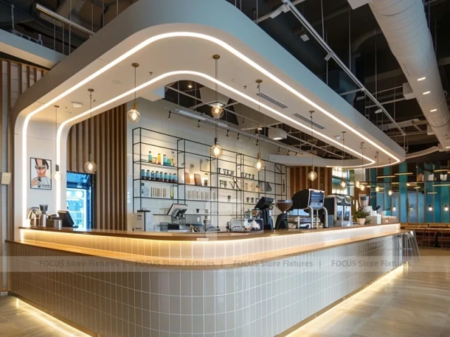 Blue Red Neon Coffee Bar Layout