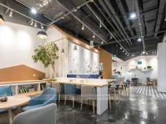 Blue White Beverage Cafe Seating Layout