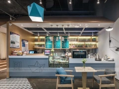 Blue White Beverage Cafe Seating Layout