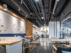 Blue White Beverage Cafe Seating Layout