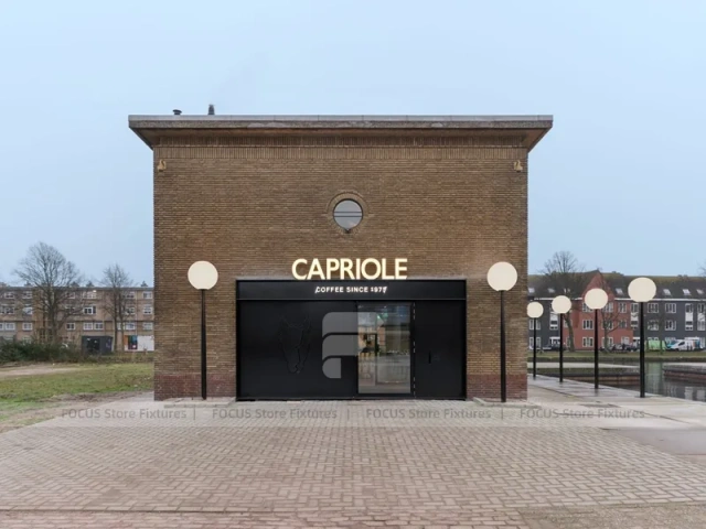 Brick Coffee Shop Exterior Storefront Design