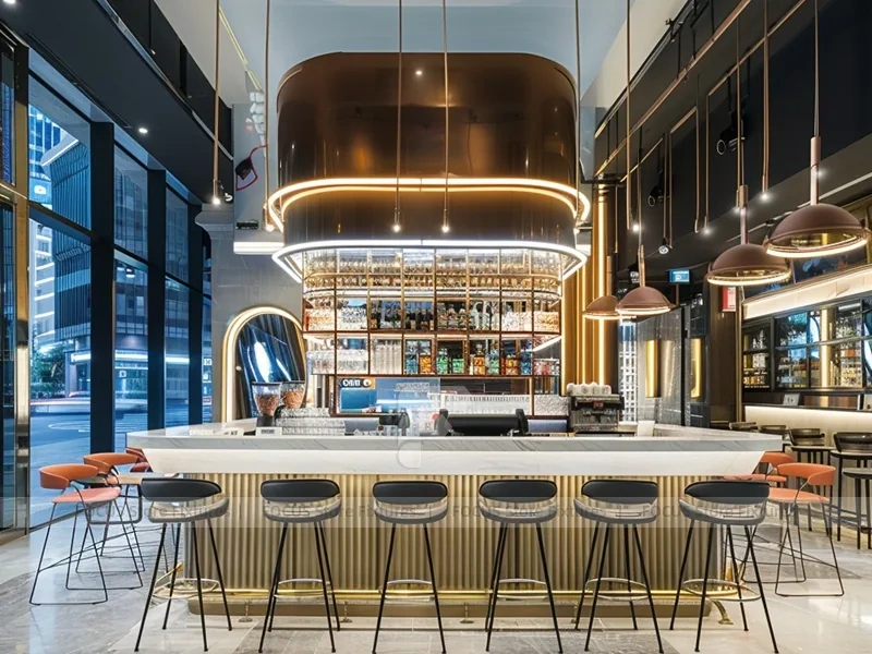 Brown White Coffee Island Bar Layout