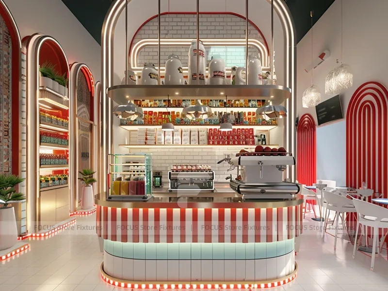 Brown White Coffee Island Bar Layout
