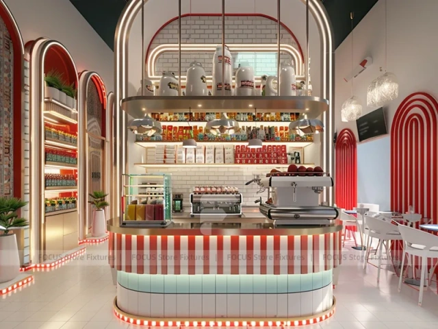 Brown White Coffee Island Bar Layout