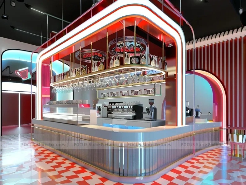Brown White Coffee Island Bar Layout