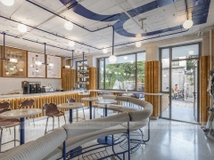 Cream Wood Coffee Bar Seating Layout