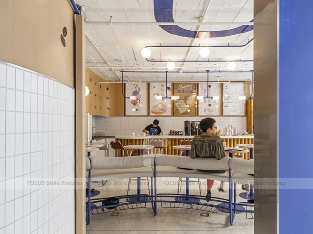 Cream Wood Coffee Bar Seating Layout