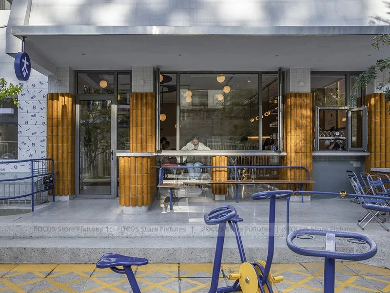 Cream Wood Coffee Bar Seating Layout