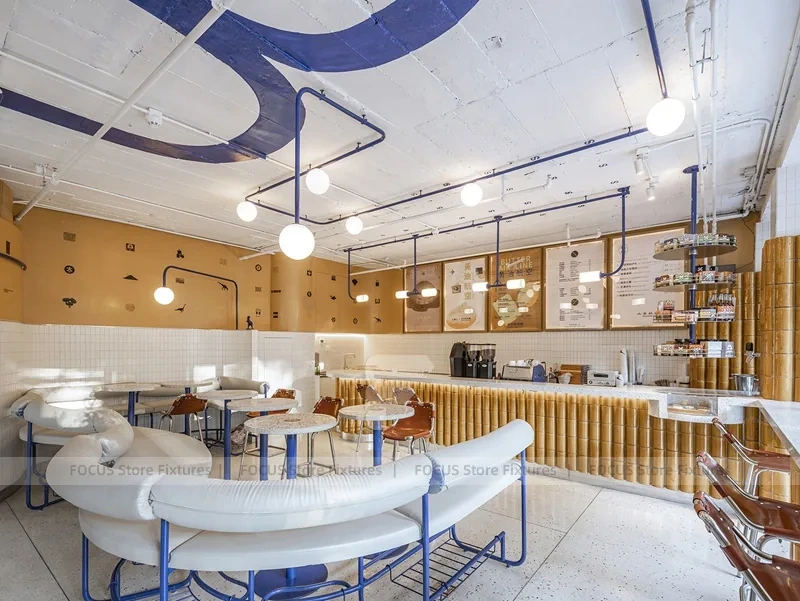 Cream Wood Coffee Bar Seating Layout